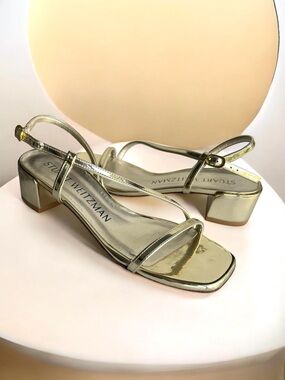 Stuart Weitzman Souree Metallic Gold Strappy Sandal